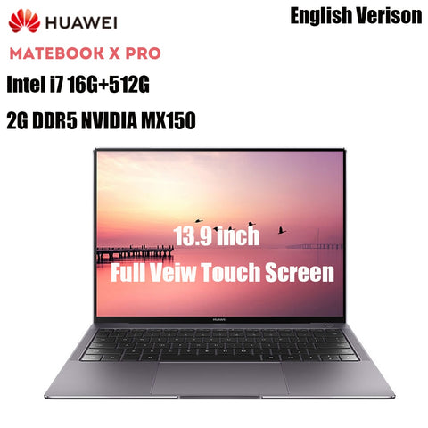 HUAWEI MateBook X Pro Laptops 13.9'' Intel Core I7 16GB 512GB NVIDIA Geforce MX150 Fingerprint Recognition Touch Screen Notebook